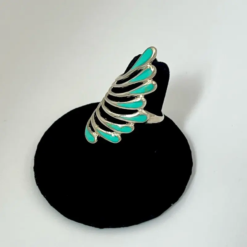 Anillo ala de ángel turquesa. Size 7 1/2 Plata 925