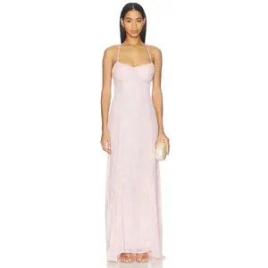 Runaway The Label Ellerby Frill Trim Maxi Dress in Musk