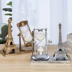 Vintage Iron Rotating Eiffel Tower Timer, Home Decor Ornament, Suitable for Living Room, Office, Bedroom, Desk Decoration, Anniversary Gift
