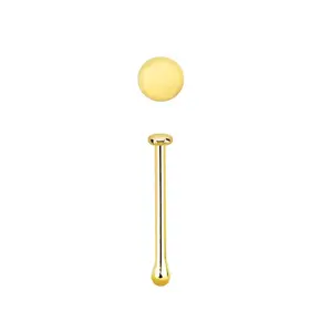 14k Yellow Gold 1 mm Round Flat Nose Bone Piercing Stud