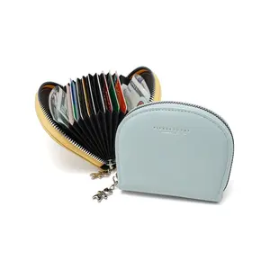 1pc PU Multi-Slot Accordion Card Holder | Women's ID Coin Purse Organizer | Compact Shell-Shaped Anti-Scan Credit Card Wallet for Work Commute Shopping Travel