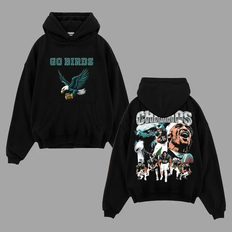Eagles Nation Go Birds The Champion 2025 Game Day Cotton Shirt , Philly Eagles Fans Outfit, Game Day Outfit, Gift For Football Fans, Football Graphic Tee [Tshirt - Sweatshirt - Hoodie]
