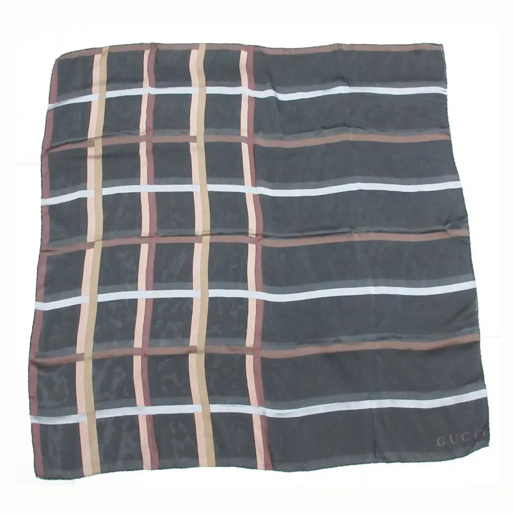 Pre-owned GUCCI Silk Small Leather Goods Check Scarf