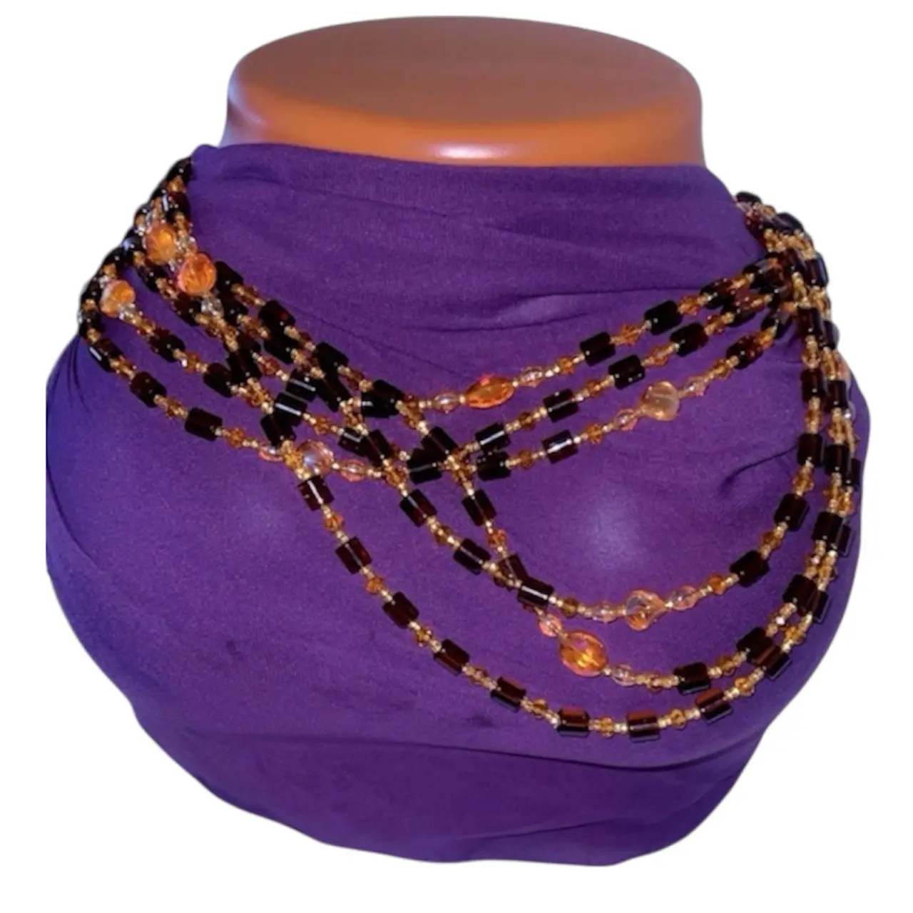 (2 Waist Beads For $30) Hand Made Waist Beads Beautiful & Brighton Dark brown & gold  Shine Charm Accessory