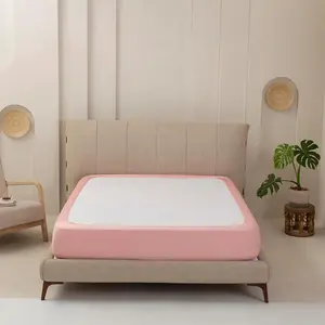 Stretchy Box Spring Cover Queen Size - Jersey Knit & Stretchy Wrap Around 4 Sides Bed Skirt for Hotel & Home, Wrinkle & Fading Resistant Fits Queen Size Beds, Blush