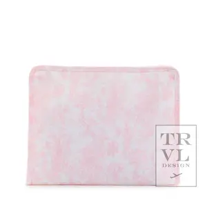 Roadie Large - Bunny Toile Pink Zip Pouch