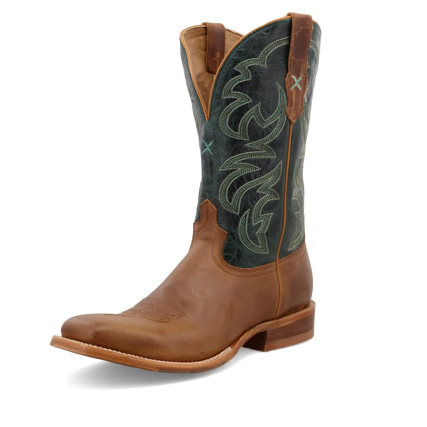 Men's 12-Inch Full Grain Leather Rancher Western Pull-On Boot - Mid-Calf Height, 1.5" Tall Walking Heel, Spur Shelf, CellSole Footbed, Pull-On Tab, Composite Shank
