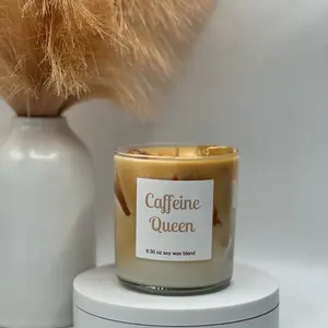 Caffeine Queen Ice Coffee Scented Candle - 8.00 oz Soy Wax Blend - Decorative Freshener for Home Decoration - Ornaments