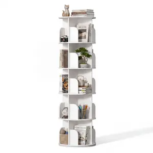 Rotating Bookshelf Tower, Spinning Bookcase Lazy Susan, Revolving 360 Book Shelf Storage Round Carousel, Vertical Rotate Turning Spiral Corner Organizer