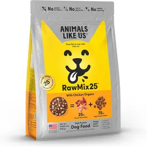 RawMix25 Beef Organs Dog Food, 25% Freeze-Dried Raw, High Protein, Grain-Free Kibble, Complete and Balanced, 2lb