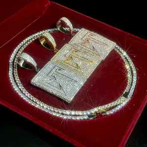 Iced Out CT Necklace Pendant for Women Hip Hop Jewelry Iced Out Cubic Zirconia Real Gold Plated