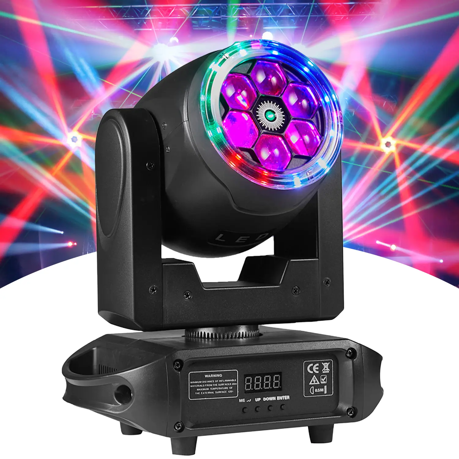 Flashback Events 6 Bee Eye Sharp Sword Beam Moving Head LED Lights - Bright LED Lights for DJ Clubs, Weddings, Rave Parties (Commercial Lighting for KTV Bars, Festivals)
