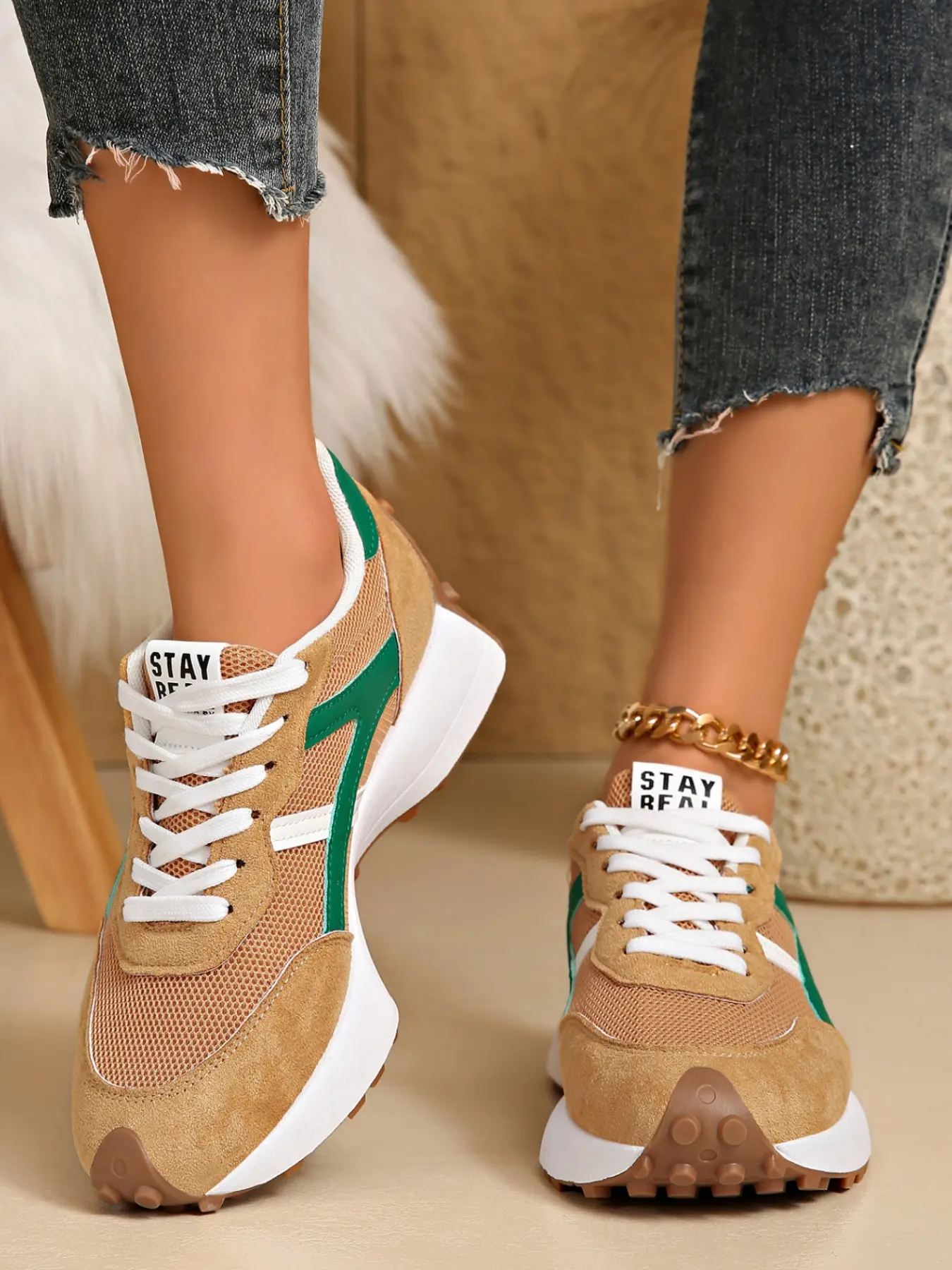 Women's Sporty Casual Shoes Lightweight Anti-Slip Comfortable Retro Tennis Shoes Workout Sneakers Sports Running Shoes All Season Fitness Running Shoes Breathable Mesh Large Size Cn36-43 Runner Shoe