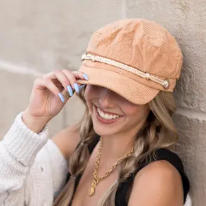 Corduroy Newsboy Cap - Soft Corduroy Material, Classic Design, Ideal for Casual Wear