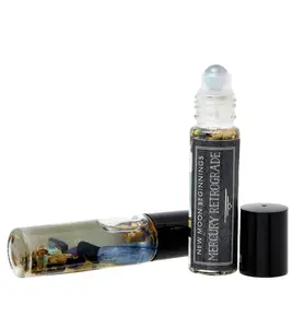 Mercury Retrograde Oil Roller - Rainbow Fluorite Crystal Roller Bottle - Crystal & Herbs - Energy Cleansing Ritual Oil - Stress Relief