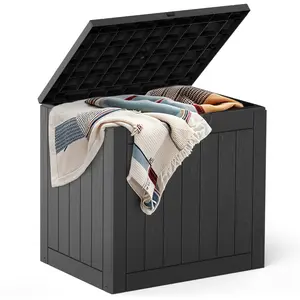 Deck Box with 31 Gallon Capacity, Weatherproof Resin Lockable Outdoor Storage for Secure Package Deliveries and Indoor Storage in Garden or Patio Organiser Light Black