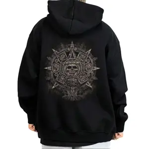 Calender Aztec Chicano Clothing Lowrider Style Unisex Hoodie for Men and Women Cotton Polyester Blend Long Sleeve Casual Streetwear
