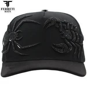 FERRETI HATS PREMIUM FT196 Black Deadly Baseball Cap For Men