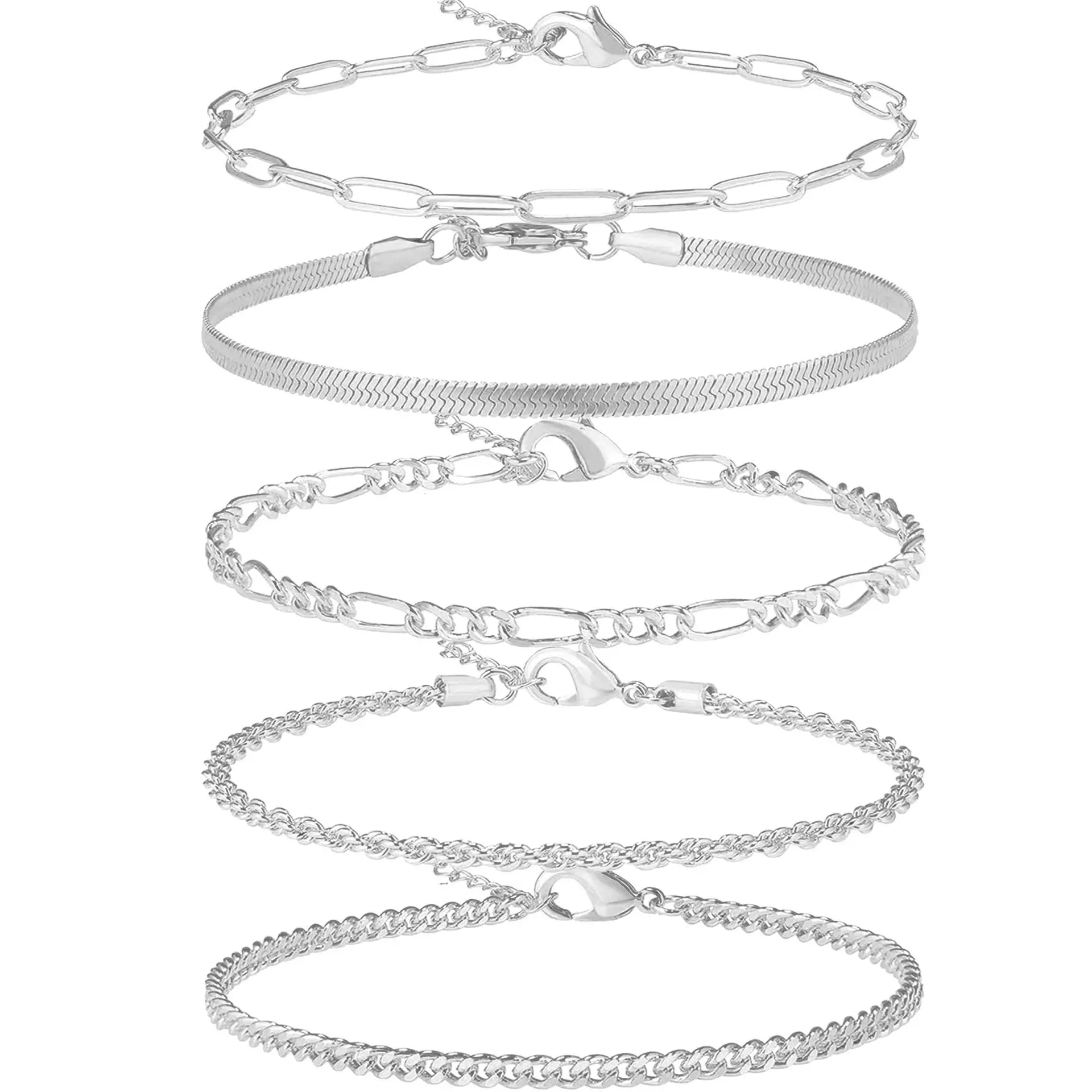 Steel colored bracelet five piece set