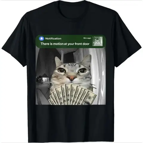 Men's Classic Comfy Cotton Cat Meme T-Shirt - Soft, Breathable, Abstract Humorous Design, Loose-Fit Round Neck Short-Sleeve Casual Top for Daily Wear