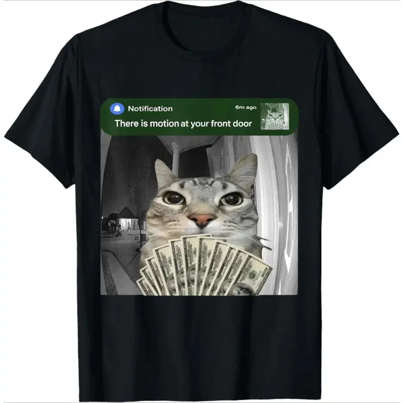 Men's Classic Comfy Cotton Cat Meme T-Shirt - Soft, Breathable, Abstract Humorous Design, Loose-Fit Round Neck Short-Sleeve Casual Top for Daily Wear