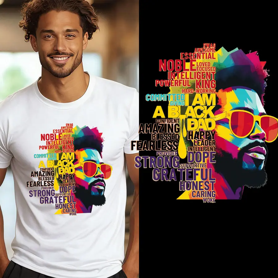Juneteenth Black Man Custom DTF Heat Transfer Art - Durable Iron-On Paper for DIY Clothes, Bright, Easy to Use, 15-30 Sec Application, Washable Sewing Accessory for Adults, Holiday Freedom Decor