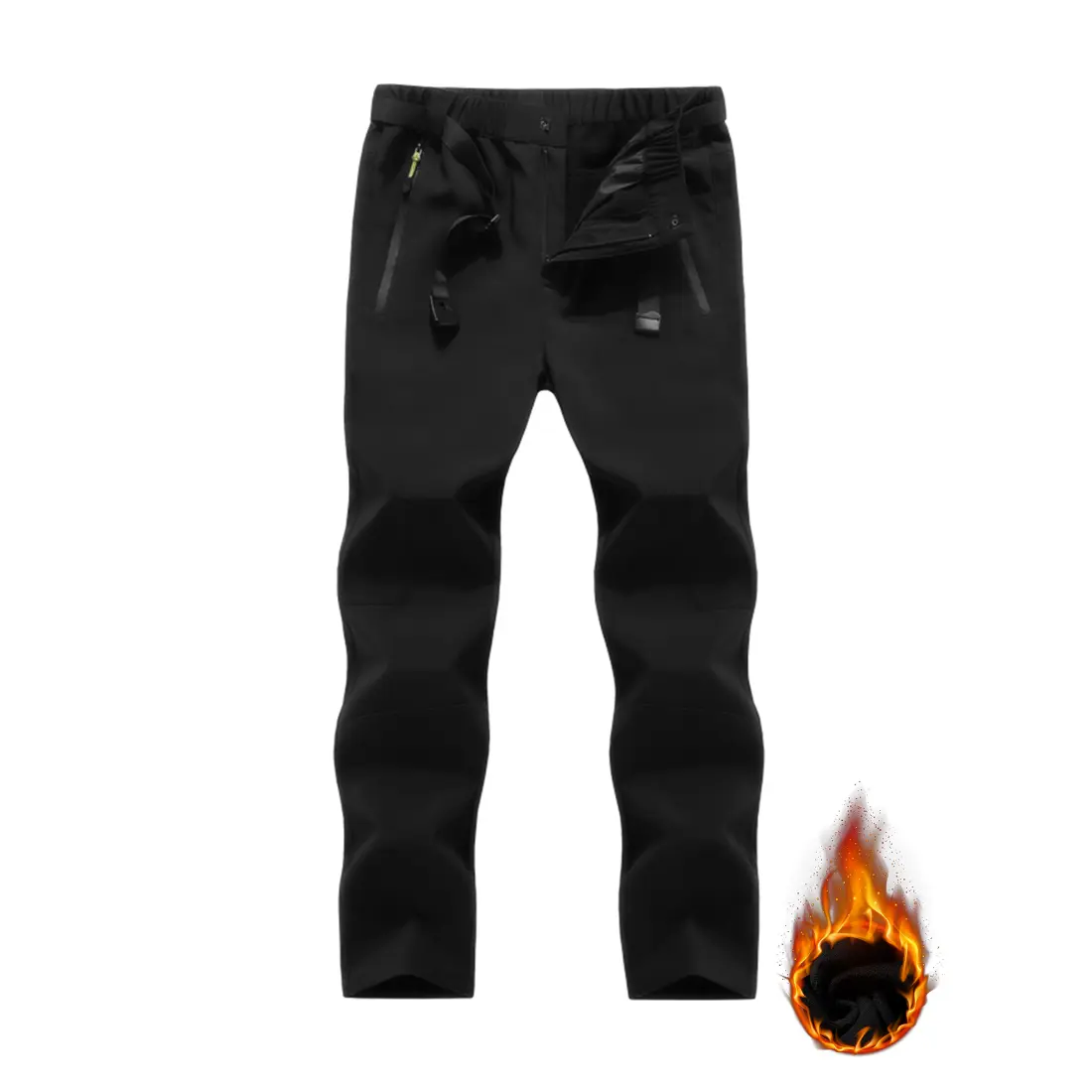 Men's City Military Tactical Pants Fleece Lined Casual Hiking Outdoor Camping Work Pants with Belt Black for All Weather sohochic