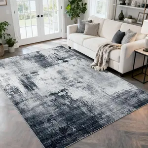 Area Rug 5x7 Living Room Rugs, Modern Abstract Washable Rug,Non-Slip Stain Resistant Carpet for Entryway Bedroom Dining Room Farmhouse Nursery Home Office-Abstract Blue Gray