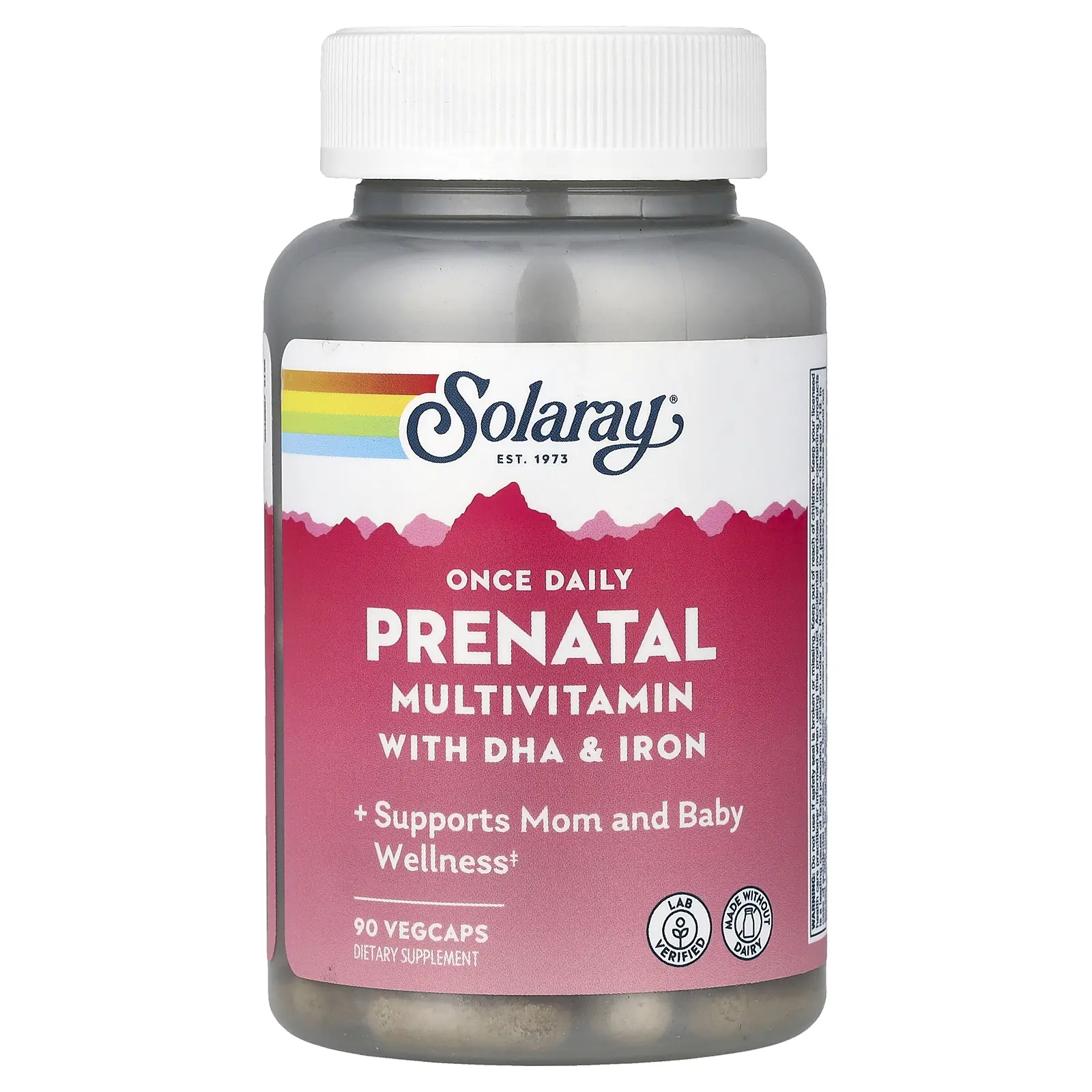 Solaray Once Daily, Prenatal Multivitamin With DHA & Iron, 90 VegCaps | HSA/FSA Eligible