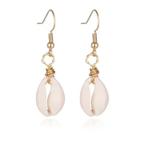 White Shell Earrings Boho Beach Style
