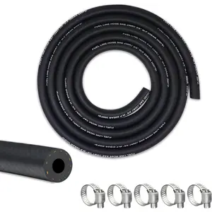 3/8  Line,  Line Hose 5 , NBR Rubber Gasoline Tube with 5 count stainless Steel Clamps,  Line Kit.