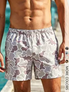 Men's Camouflage Print Beach Shorts, Casual Bottoms For Summer Surfing Vacation
