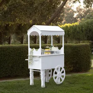 6ft White Dessert Cart Display Stand with Wheels for Party Decorated Candy Cart for Birthdays Weddings