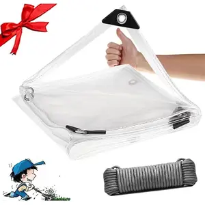 Clear Tarp, Clear Waterproof Tarps Heavy Duty Waterproof with Reinforced Edge, 16Mil Thickened Tear Resistant PVC Vinyl Tarpaulin Enclosure for Patio,Porch and Outdoor (3' x 6'(0.9x1.8m))