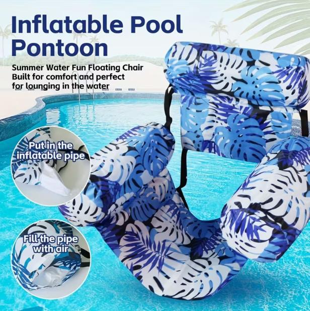 Water Hammock Inflatable Floating Pool Floating Lounge Chair Inflatable Pool Float Party Summer Water Fun Floating Chair for Beaches and Lakes