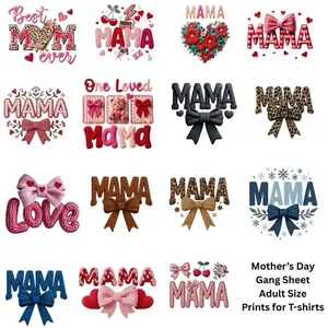 Mother's Day's Gang Sheet - Adult Size Prints for T-shirts with Various Designs and Patterns