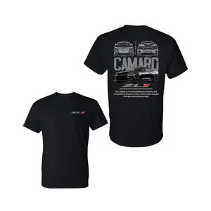 Camaro ZL1 T-Shirt, 2 Sides Muscle Car Graphic Tee, Soft Cotton Blend Comfort, Blueprint and Front View Back Design, Unisex Automotive Apparel for Men and Women, Car Enthusiast Gift