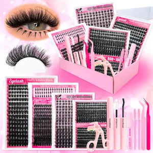 1260PCS D-Curl Eyelash Extension Gift Set | Eyelash Extensions Set | Eyelash Extension Kit | 80D & 100D Super Thick Cluster Eyelashes | Super Thick and Glamorous Makeup Look | Soft and Lightweight, Comfortable to Wear | Easy DIY at Home