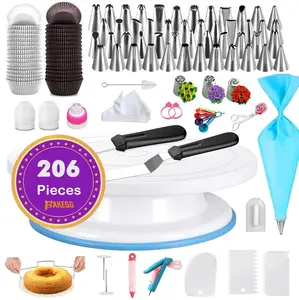 206-Piece Cake Decorating Set – Beginner-Friendly Frosting Tools with Piping Tips & Icing Accessories