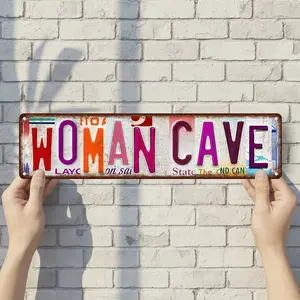 WOMAN CAVE - Vintage Style Street Sign - Aluminum Wall Art & Room Decor for Garage Bar Bedroom Farmhouse Home - 16" x 4" Rust Free Metal Poster
