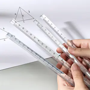 2 simple transparent triangular rulers, solid colour transparent design, available in 15cm and 20cm, 3D scale rulers, minimalist style, DIY student drawing exam office measuring rulers
