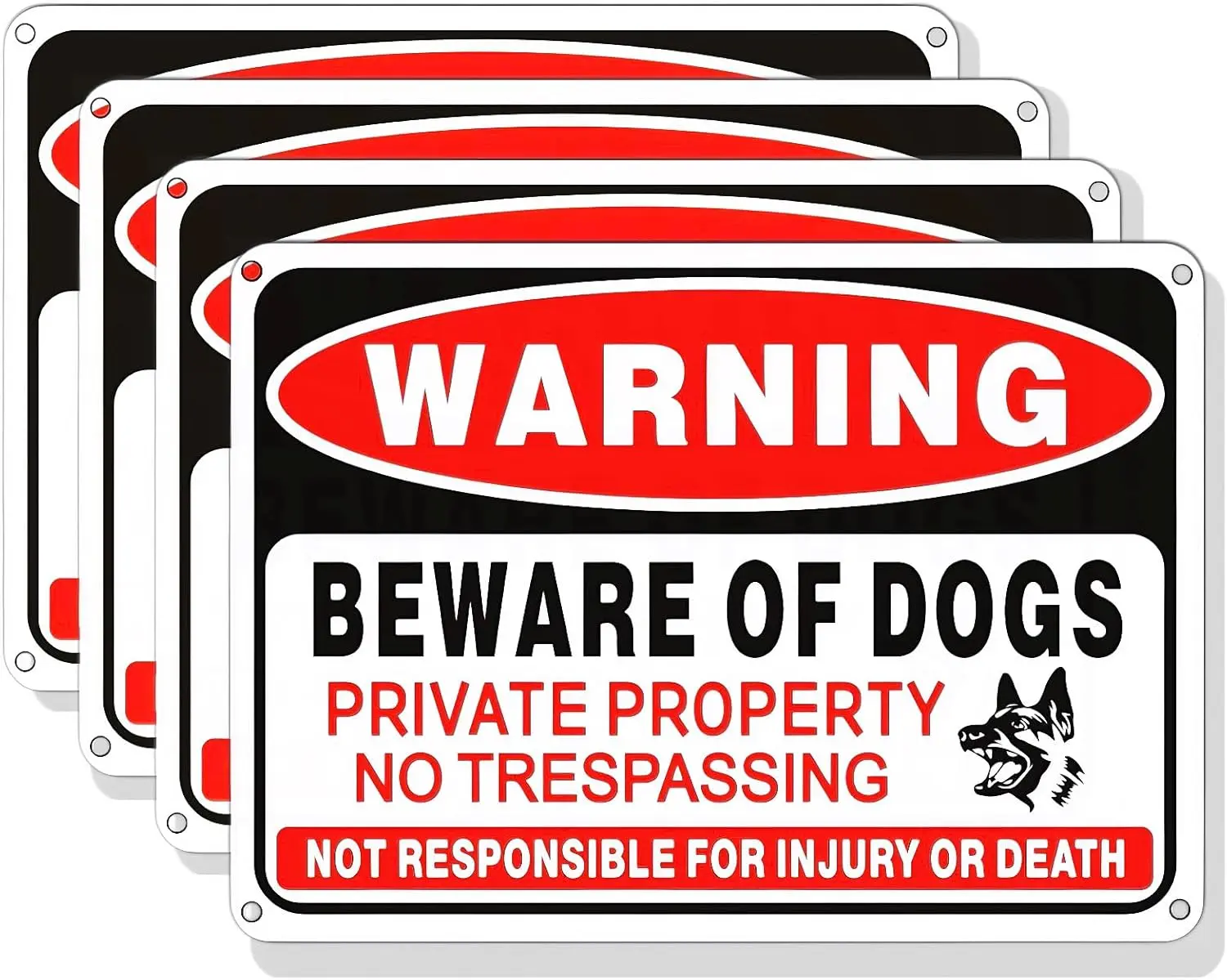 2 Pack Beware of Dog Sign,10x7 inch High Reflective Beware of Dog Signs for Fence,Private Property No Trespassing Warnings,Aluminum Metal Signs for Garden & Yard Decor