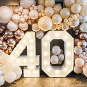 New 91.5cm Giant Birthday Figure Balloon Filling Box with 10 Lights 1st 18 30 40 50 Birthday Number Balloon Frame Wedding Decoration Gifts