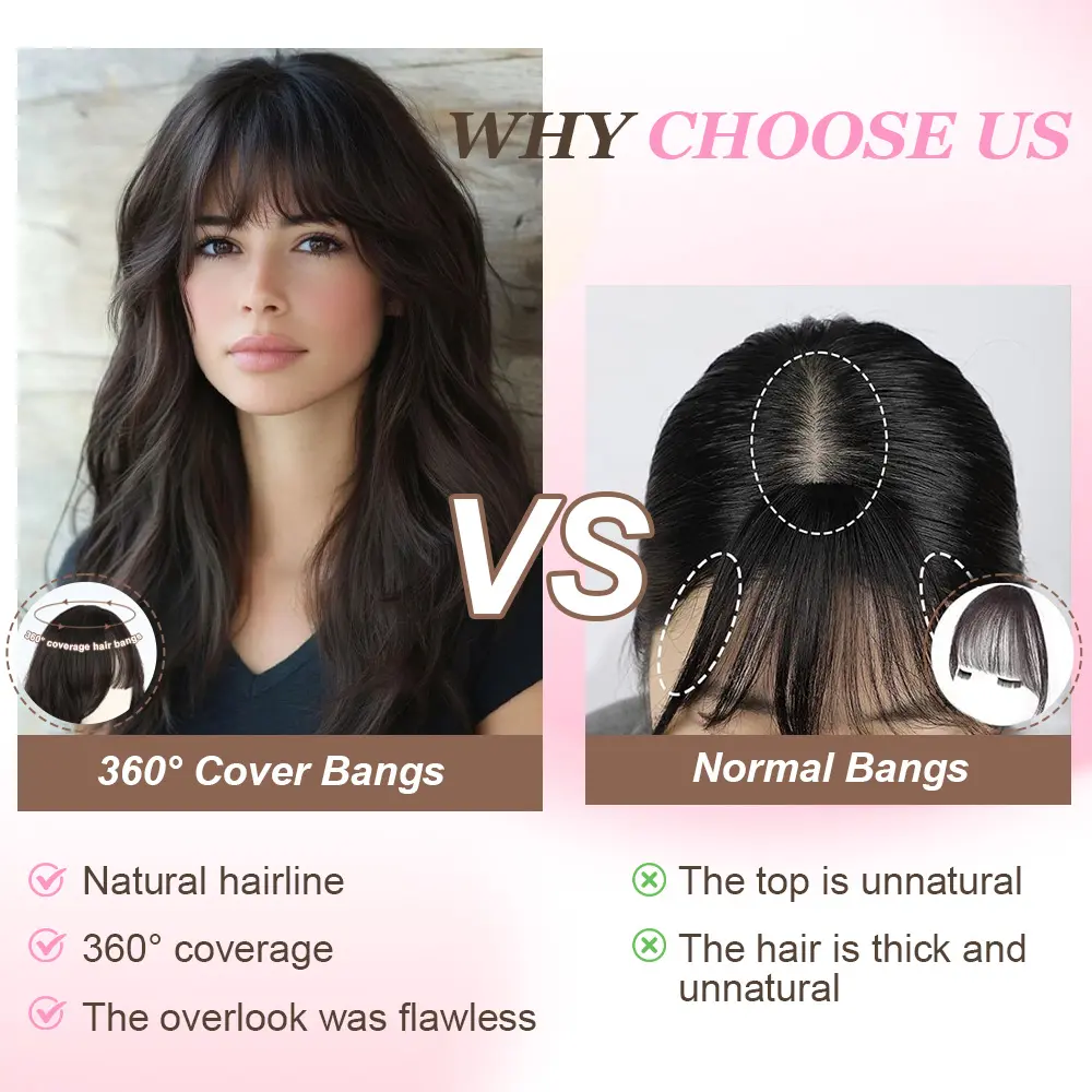 Brown Black Clip in Bangs 360° Coverage Mini Wavy Hair  display picture 2