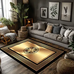 Black Gold Ornate Crystal Velvet Area Rug Non‑Slip Luxury Modern Living Room Rug#BlackGoldOrnateRug #LuxuryHomeDecor #ElegantPatternRug #VintageBorderCarpet #CrystalVelvetRug