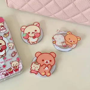 Rilakkuma Phone Holder New Anime Relax Bear Phones Grip Scalable Handset Airbag Bracket Office Home Portable Accessories Gift