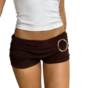 Women Y2k Micro Shorts O Ring Low Rise Ruched Booty Shorts Cheeky Shorts Skinny Going Out Mini Bottoms Summer Bottoms Going Out Rave Festival Wear Shorts For Women Slash Free Tiktok Shop