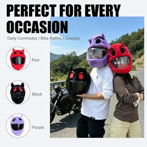 New Three-Color Devil Helmet Cover, Universal Motorcycle Helmet Protector, 3D Stylish Design, Warm Headwear, Perfect Gift