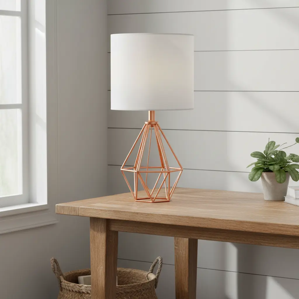 Modern Minimalist Aesthetic Desk Lamp - 3-Color AC-Powered Mood Lighting for Bedroom, Office, WFH Setup