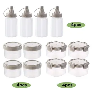 12 Pack Mini Sauce Squeeze Bottles Plastic Seasoning Box Condiment Dressing Containers Salad Dressing Containers for Outdoor Barbecue Camping